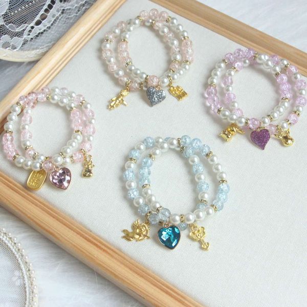 

bracelet simple fashion bracelet girl student's friend fairy flower crystal pearl love string, Golden;silver