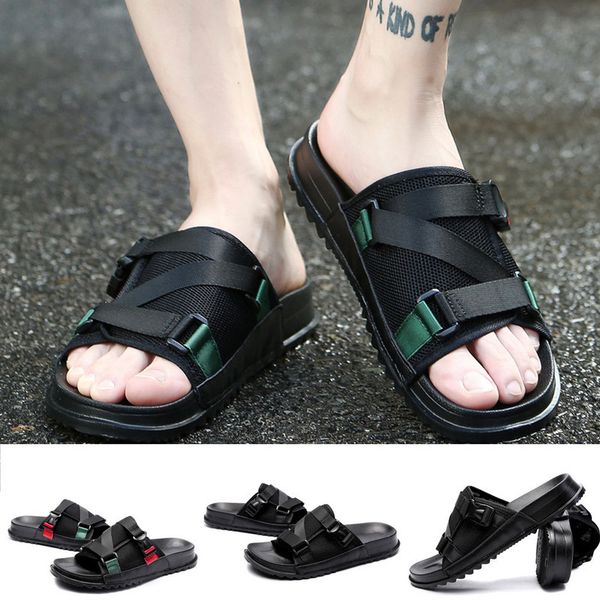 

men summer leisure heren plate open teen antislip sandals slippers beach shoe slipper zapatillas dropship #xw0, Black