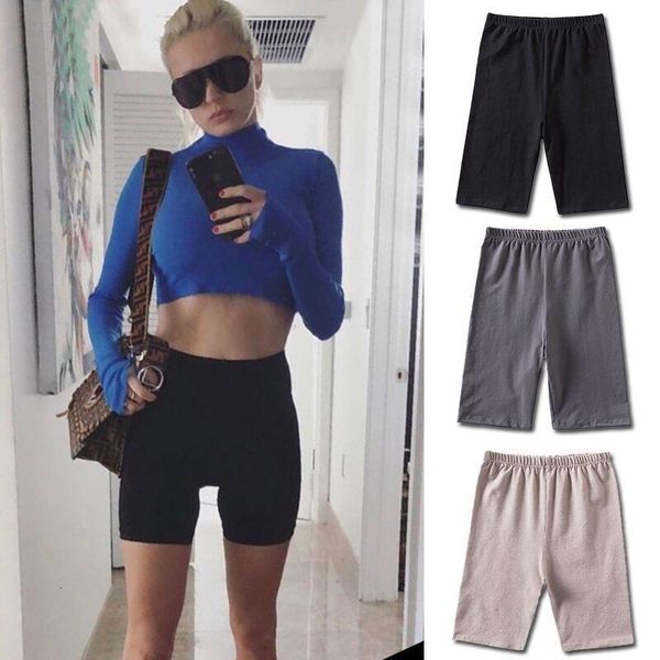 

2021 waistband tall women biker female short cotton black neon shorts thin sweatpants 7pc9, White;black