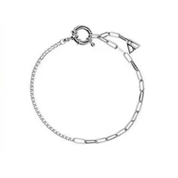 

small design half diamond cuff s925 silver gold-plated bracelet simple european and american girls bracelet, White