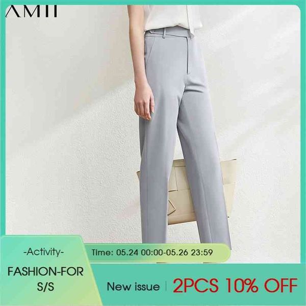 

minimalism summer women pants offical lady solid straight ankel-length women's suit causal trousers 1149 210527, Black;white