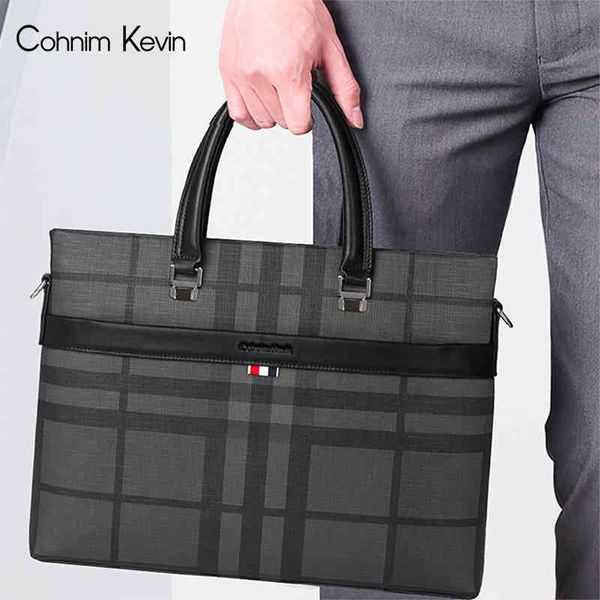 

cohnim kevin men's bag leather handbag business large capacity briefcase