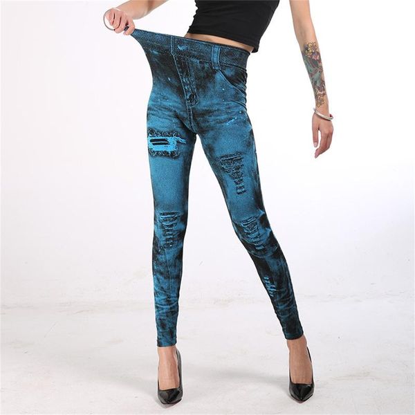 

women's leggings 25# women stretch solid cowboy print elasticity pants exercise workout fitness seamless leginsy damskie, Black