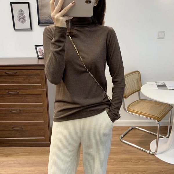 

2021 autumn winter new sweater double-sided brushed fabric high neck warm and comfortable bottoming shirt pullover women ql65, White;black