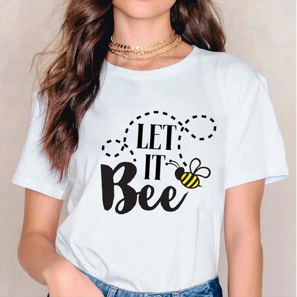 

and women lady womens men summer autumn cartoon bee fashion 90s short sleeve print graphic female tee, White;black