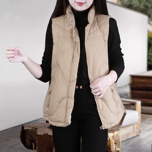 

vests 2021 down et vt female korean urban leisure white duck stand collar sleevels down et, Black;white