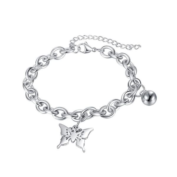 

link, chain vintage bracelet elegant charm for women round beads bangles lovely butterflies adjustable jewelry birthday presents, Black