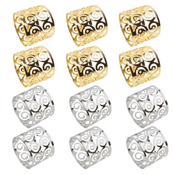 

napkin rings set of 6 metal hollow out holder towel serviette ring for halloween christmas wedding dining table setting