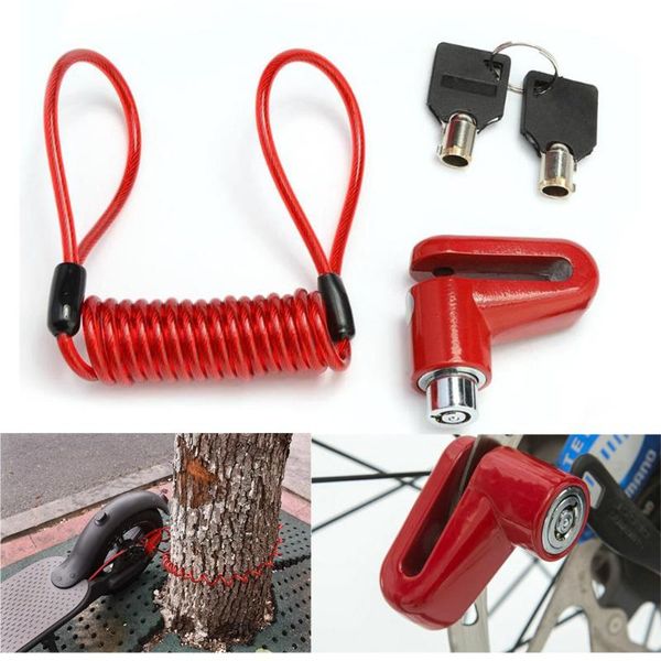 

theft protection anti-theft disc brakes lock wheels with spring rope steel wire for electric scooter cycling bicycle mountain bike