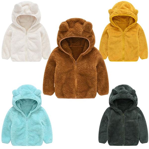

jackets 1 2 3 4 5 years baby boys jacket bear plush autumn winter warm hooded zipper christmas girls coat birthday gift kids clothes, Blue;gray