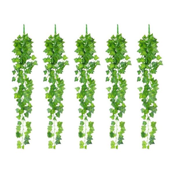 

5pcs artificial leaf trailing vine fake foliage rattan flower hanging garland plant wedding decor party supplies