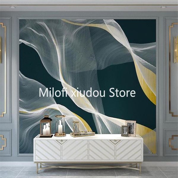 

wallpapers milofi custom 3d wallpaper mural modern blue three-dimensional line abstract living room bedroom background wall decoration p