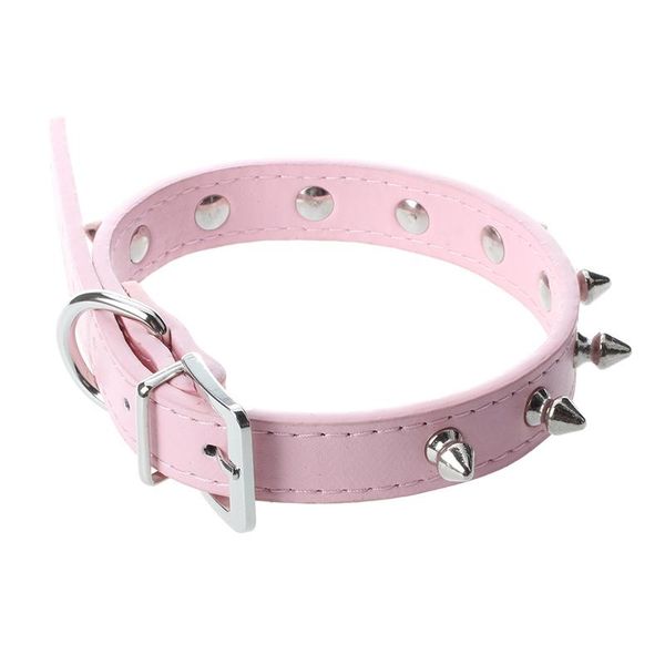 

dog collars & leashes pet collar studded pu leather pink size m
