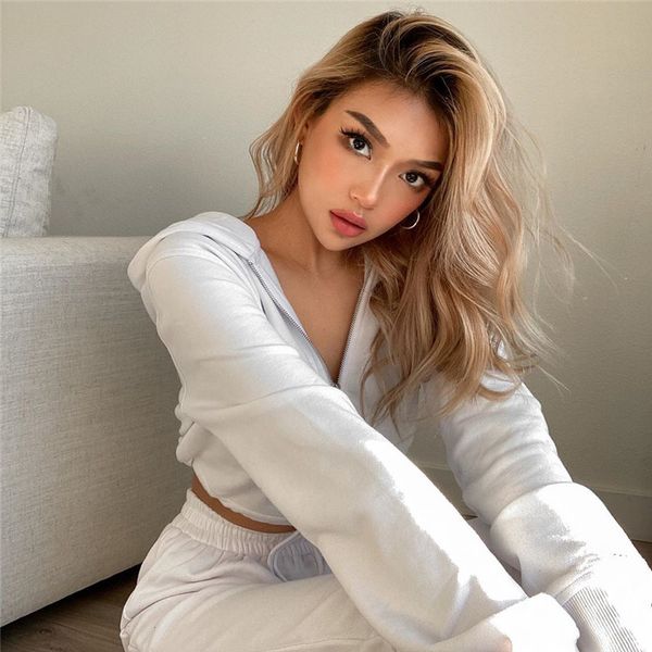 

drawstring woman jacket zip up 2021 fashion white coat y2k aesthetic streetwear e girl cardigan white 90s outfits, Black;brown