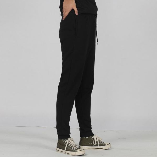 

men's pants men sweatpants in 100% cotton pure color loose fit retro style mens street wear, Black