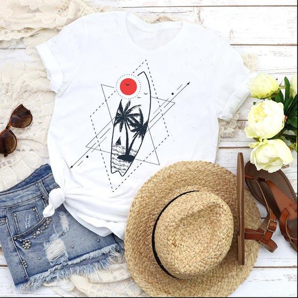 

women graphic ocean beach vacay mode lady 90s fashion horror skull tees print t shirt clothing female shirt womens t shirt, White