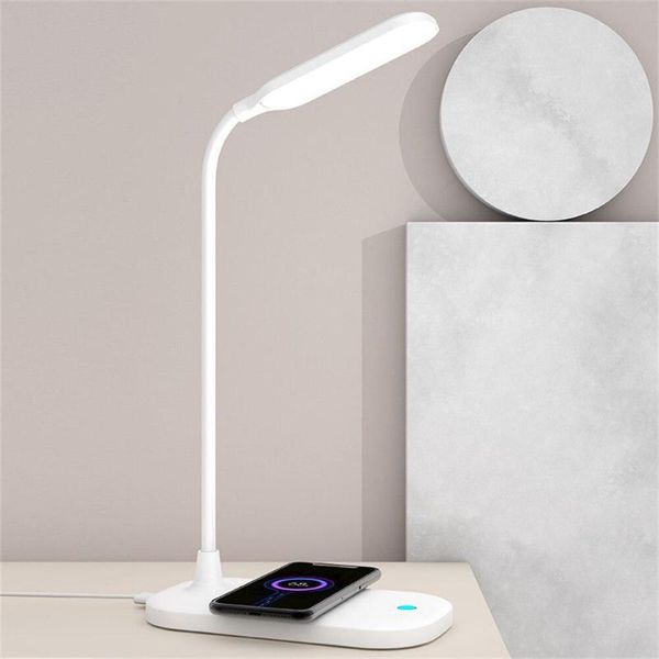 

led table lamp dimming desk lamp with qi wireless charger usb output port adjustable light flexible modern office table light