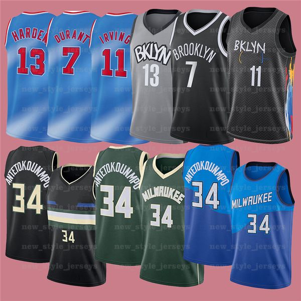 

7 kevin 11 kyrie 34 giannis irving antetokounmpo durant 13 harden ncaa men basketball jerseys 2022 new stitched jersey z29, Black;red