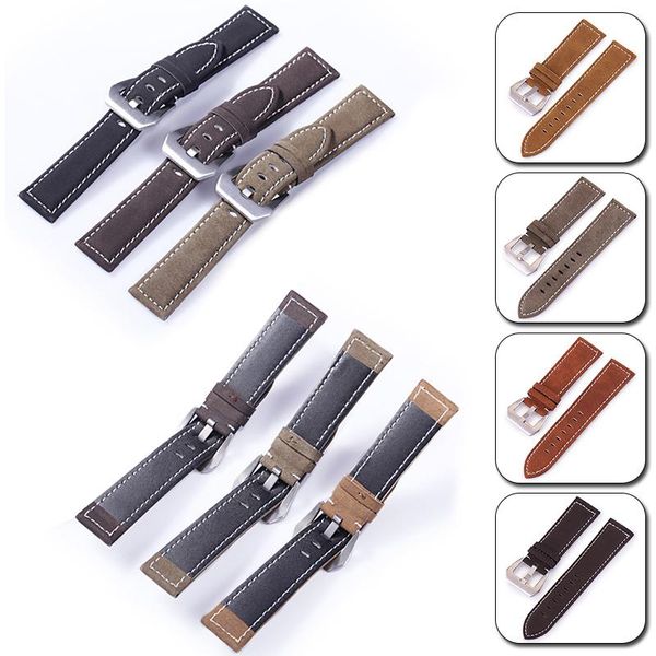

watch bands style vintage leather watchband 18mm 20mm 22mm 24mm frosted handmade thick line strap accessories band wholesale, Black;brown