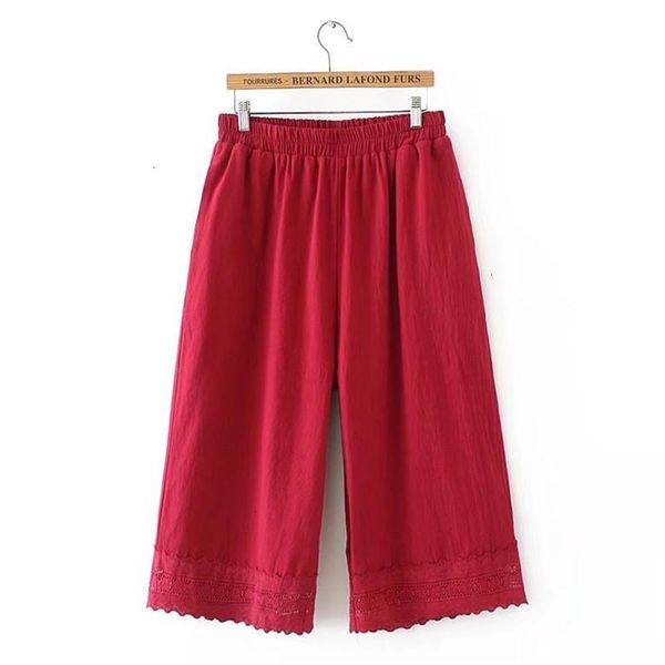 

women's pants & capris cato linen soft wipe pipes women frak elastic waist calf length effects colour summer loose broek, Black;white