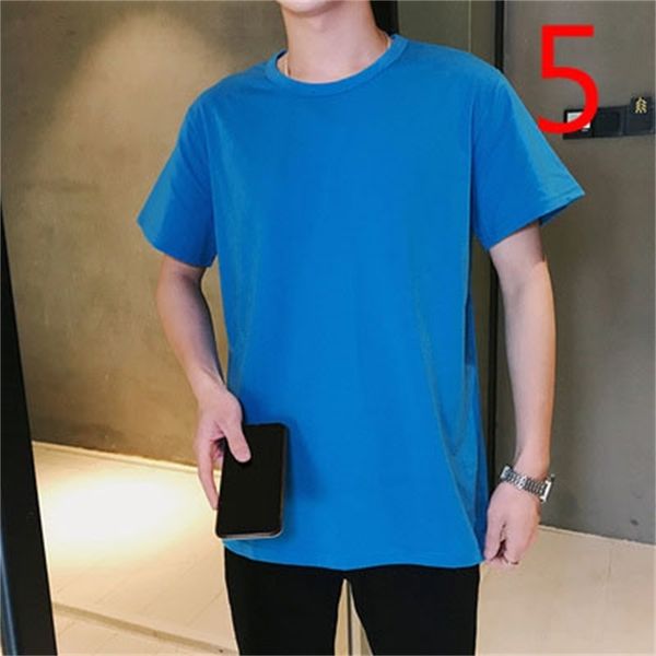 

new 2021 cotton t-shirt men's short-sleeved trend summer korean version of handsome clothes youth slim half sleeve dj2l, White;black
