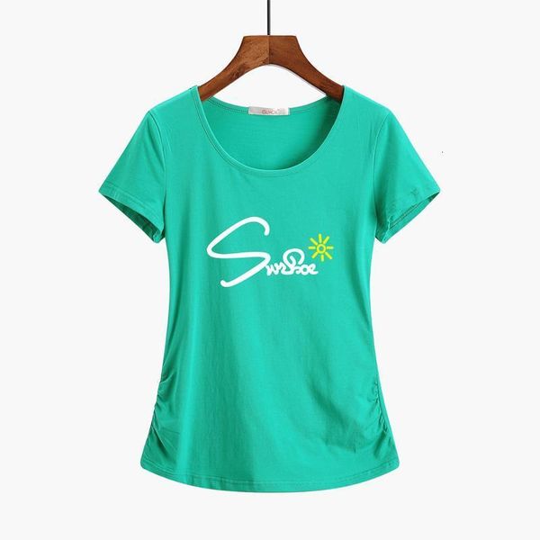 

new 2021 summer t shirt casual short sleeve cotton plus size tee women clothes camiseta feminina solid regular, White