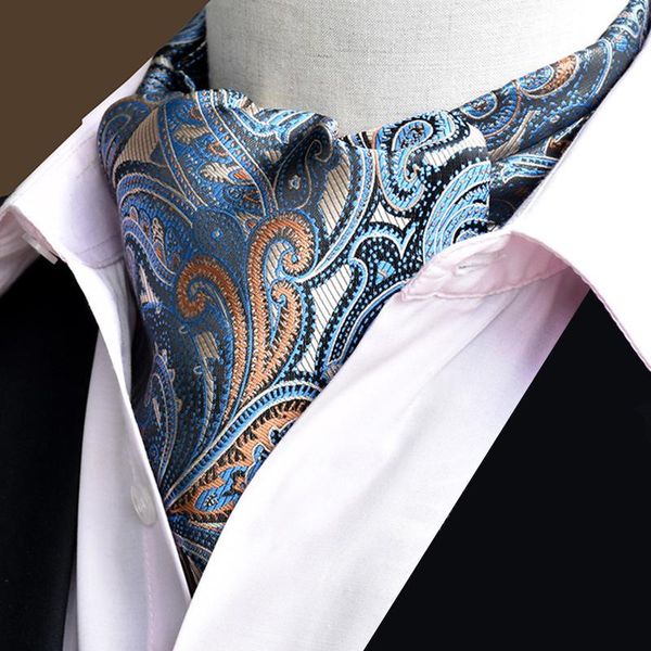 

scarves men's cravat floral ascot scarf tie paisley jacquard woven silk formal self luxury gentleman soft neck, Blue;gray