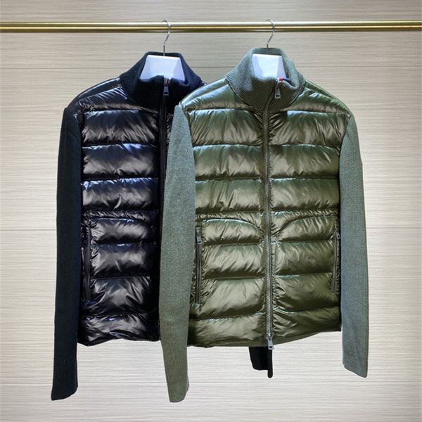 

men's 2021 white duck down filled wool knitted et, rebecca zipper, autumn coat, 90%, Black