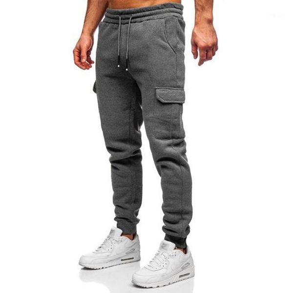 

men's pants multi-pocket loose overalls autumn and winter casual sweatpants jogger men japanese streetwear, Black