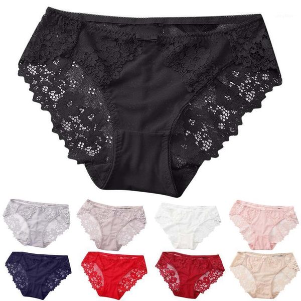 

women's panties women lace flat pants waist underpant mid has elasticity, Black;pink