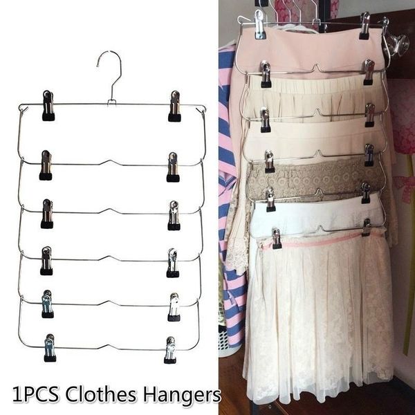 

hangers & racks 1pc multilayer clothes with 12 clips clothing storage rack holder drying wardrobe folding pants metal skirt