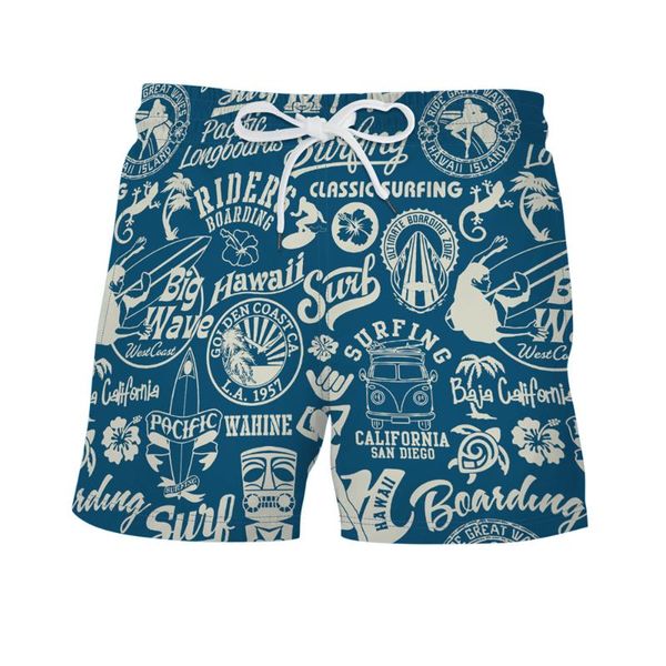 

men's shorts fashion board quick dry summer water sports beachwear printed elastic waist drawstring clothing, White;black