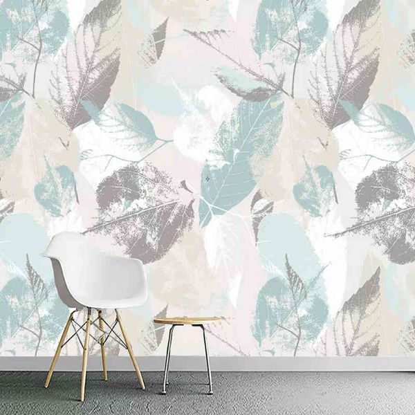 Benutzerdefinierte Fotopapierrolle Nordic Modern Leaves Leaf Petals 3D TV Wohnzimmer Vlies wasserdichte Wandverkleidung Wandbild