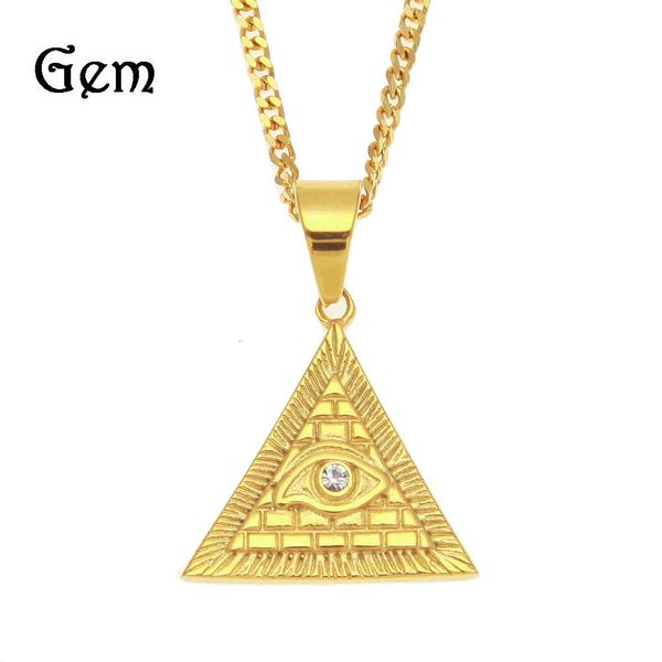 

new men's hip hop pyramid horus eye triangle pendant, Silver
