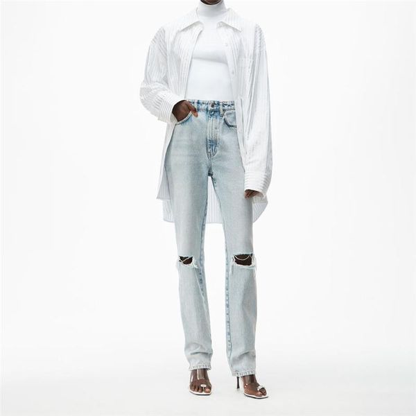 

women's pants & capris 2021 summer and autumn style cotton straight-leg denim trouserswomen'shigh-quality fashion washed high-wais, Black;white