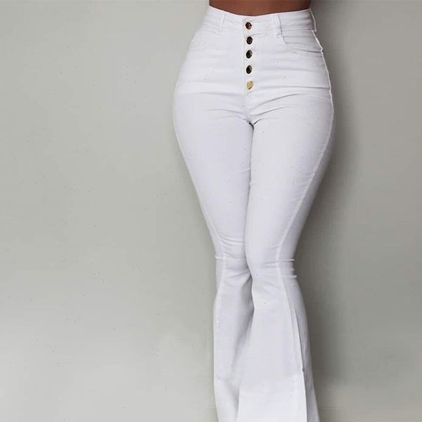 

white bell bottom pants women button high waist flare pant new trousers slim casual solid work wear pantalon femme, Black;white