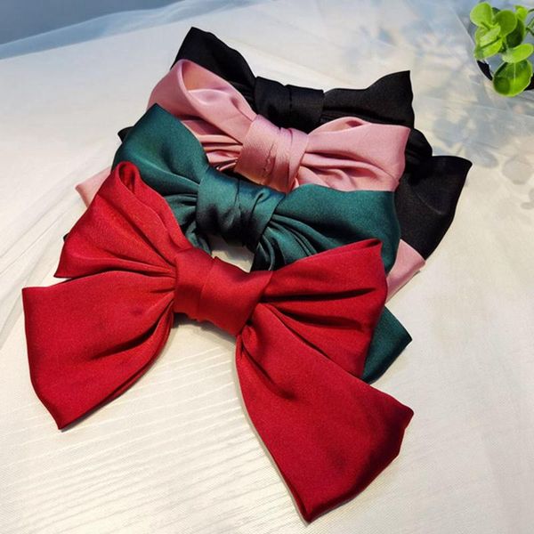 

hair clips & barrettes fashion ribbon hairgrips big large bow hairpin for women girls satin trendy ladies clip cute barrette accessories, Golden;silver