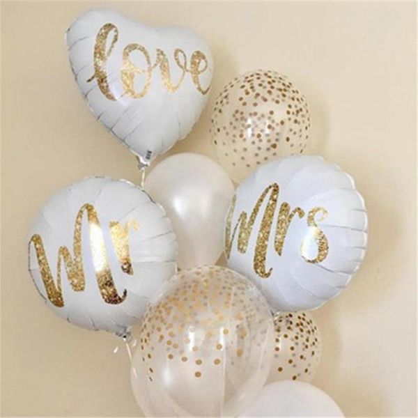 

party decoration 18inch white glitter golden mr&mrs love foil balloon wedding docoration valentine's day shower globos supplies girl gi