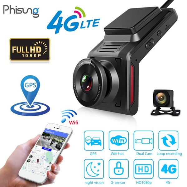 

phisung k18 brand new full hd 1080p 4g wifi car dvr dashboard camera gps logger dash cam with rearview camera car accessories