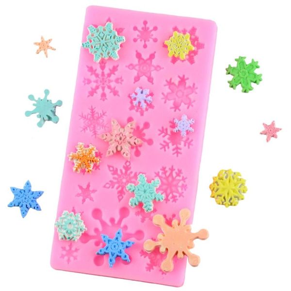 

cake tools snow snowflake shape silicone mold bakeware mould for chocolate soap candy christmas fondant decorating