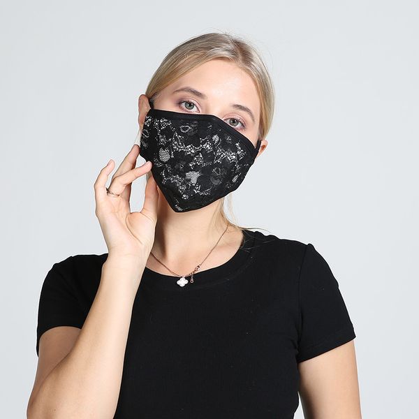 

female mask lace sequins spring and summer trendy protection personality fashion dust-proof breathable cloth mask hanging ear life