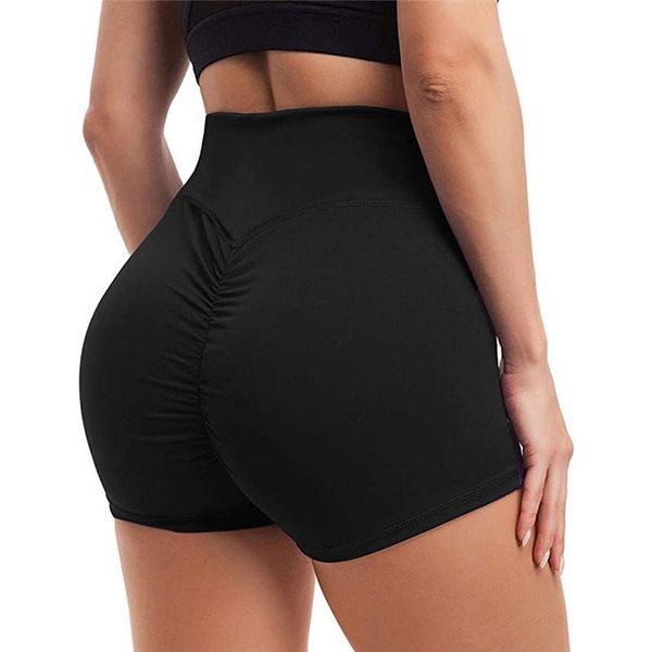 

slim fit high waist yoga sport shorts hip push up women plain soft fitness running shorts tummy control workout gym, White;red