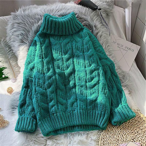 

turtleneck oversized sweater women pullover thick korean loose new autumn and winter knit green yellow, White;black