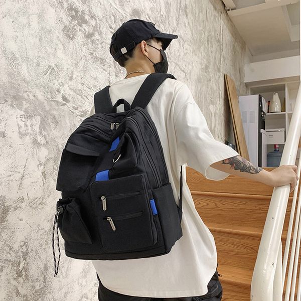 

teen boys school bags backpacks men black canvas bookbags large capacity middle student high schoolbag rucksack multi-pocket