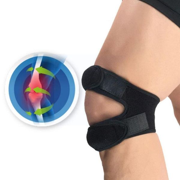 

elbow & knee pads 1pc double patella sports pad tendon brace stabilizer pressure tape protector relieve kneecap pain outdoor belt s n8q3, Black;gray