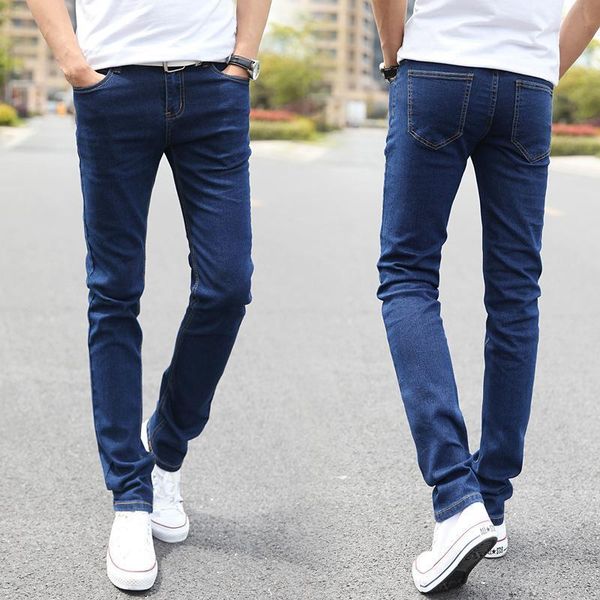 

casual washing ny fit elastic street style jeans men classic personality hip hop denim straight broek plus size, Blue