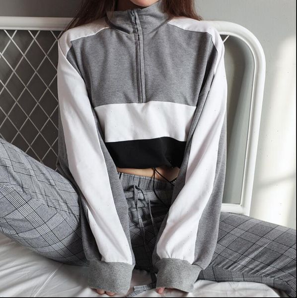 

new fashion womens hoodies autumn turtleneck women patchwork long sleeve pullovers t shirt drop shipping good quality, Black