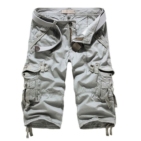 

dropshipping new cargo shorts men casual workout military men's shorts multi-pocket calf-length short pants men 210315, White;black