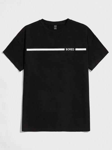 

men contrast panel letter graphic tee y2oq#, White;black
