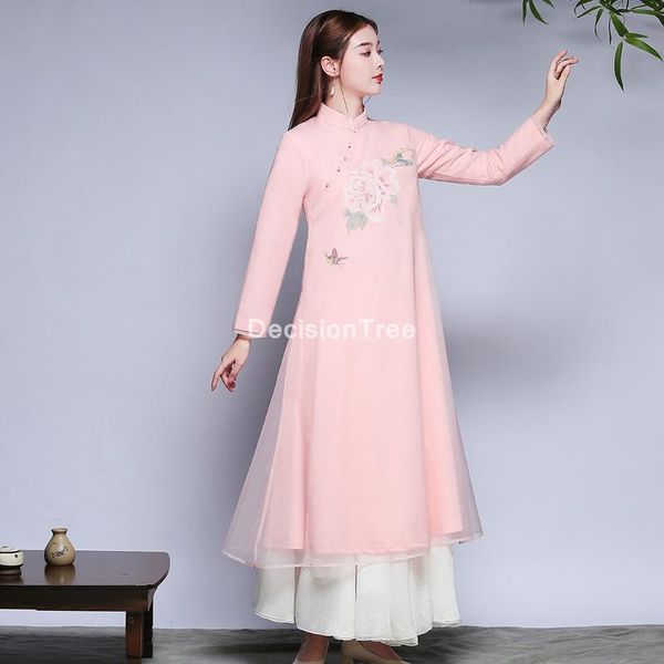 

2021 chinese traditional cheongsam women qipao dress long robes satin female party elegant vintage floral print qipao dress, Red